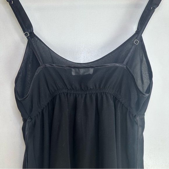 Creaciones Parisina Sheer Babydoll Tie Back Top. Size: Small. Color: Black. - Picture 5 of 6